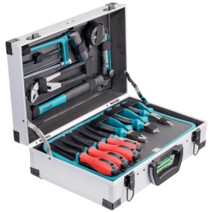 Mallette à outils Technocraft Alu Top Compact ouverte avec 94 outils.