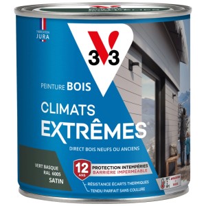 Barattolo di vernice per legno V33 Climats Extrême, verde basco, finitura satinata, 0,5 l. Impregnante per legno per condizioni climatiche estreme.
