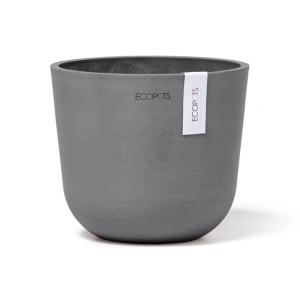 Pot de fleurs Ecopots Oslo Mini, gris, 16x14cm. Design scandinave pour intérieur et extérieur.