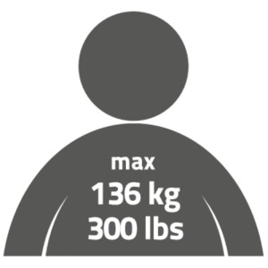 Symbol: Max. Benutzergewicht 136 kg für Ridder Wohnraum-Rollator.
