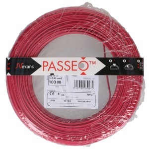 Rotolo di filo a T rosso H07V-U 1 x 1,5 mm², 100 m, per cavi per ambienti umidi.