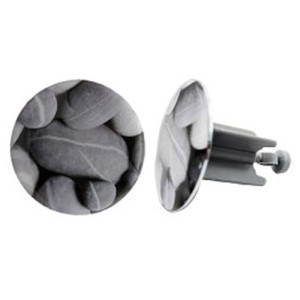 Bonde universelle Diaqua Stones, Ø 63mm, laiton/plastique, gris. Accessoire d'évier avec motif pierre.