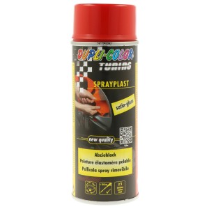 Dupli-Color Sprayplast vernis pelable, rouge brillant, aérosol de 400ml pour réparation de peinture.