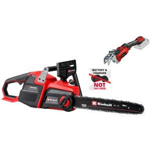 Tronçonneuse à batterie Einhell GP-LC 36/40 Li BL avec scie à branches sans fil GE-GS 18/150 Li-Solo, rouge/noir. Batterie et chargeur non inclus.