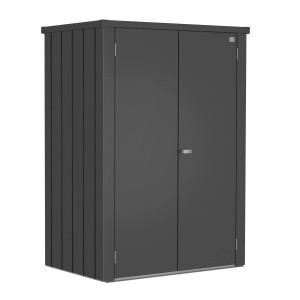 Armoire de terrasse Biohort Romeo, gris foncé métallisé, 181x132x87cm. Armoire de jardin pour terrasse et balcon.