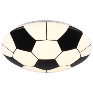 Plafoniera LED Reality Kloppi a forma di pallone da calcio, bianco e nero, 12W per cameretta.
