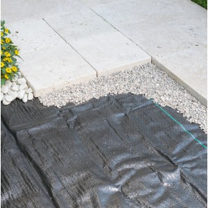 Telo pacciamante nero Windhager 100 g/m² sotto pavimentazione e ghiaia. Tessuto per aiuole.