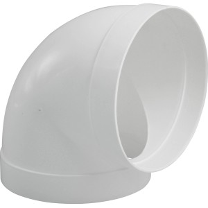 Curva a 90° bianca Marley per tubo tondo System 100, adatta per cappe aspiranti.