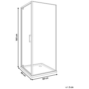 Beliani Cabine de douche Darli en verre transparent et noir 185 x 80 x 80 cm