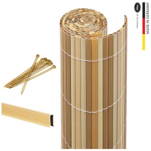 Bardage balcon érable Videx, 90x300cm, matériel de fixation et profilés en U inclus. Brise-vue pour balcon.