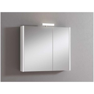 Armoire de toilette à miroir LED blanche 2 portes, 70x81x15 cm, pour salle de bain.