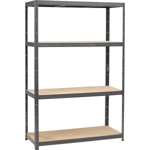 Scaffale metallico per carichi pesanti verniciato con 4 ripiani, 180x120x50 cm. Ideale per riporre oggetti pesanti.