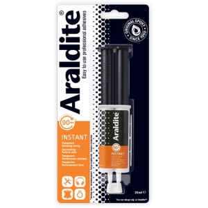 Araldite 2K-Kleber Instant 90 Sek. transparent, 24 ml Spritze in Blisterverpackung. Starker Epoxidkleber für viele Materialien.