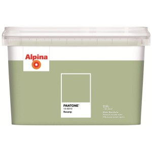 Barattolo di pittura per interni Alpina Pantone® Swamp, opaca, 2.5 l, verde-grigio. Per pareti rilassanti.
