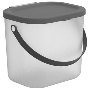 Contenitore detersivo Rotho Albula, antracite, 6 litri, con coperchio e maniglia.