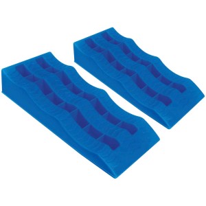 Set di cunei di livellamento blu a 3 gradini (2 pz) per il campeggio, per livellare roulotte e camper.