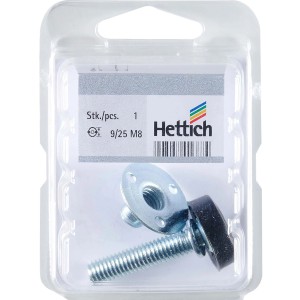 Vis de réglage Hettich M8 avec écrou pour pieds de meubles.
