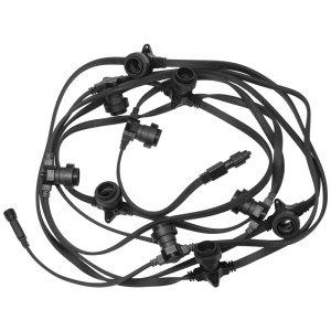 Guirlande lumineuse Star Trading Connecta avec 10 douilles E27, câble noir, pour intérieur et extérieur.