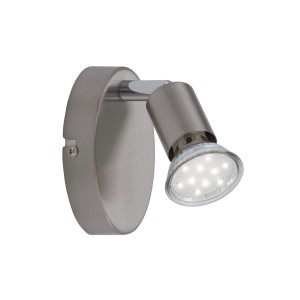 Faretto LED nickel opaco, spot orientabile per illuminazione flessibile.