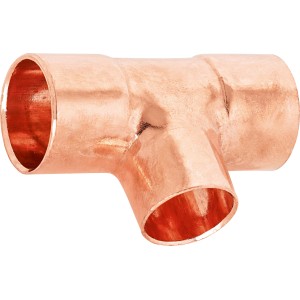 Raccordo a T di riduzione in rame per saldatura, 18 mm x 15 mm x 18 mm, per installazione tubi in rame.