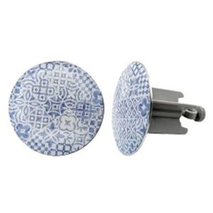 Diaqua Tappo universale Malika, motivo piastrelle blu, ottone/plastica, Ø 63mm, accessorio lavello.