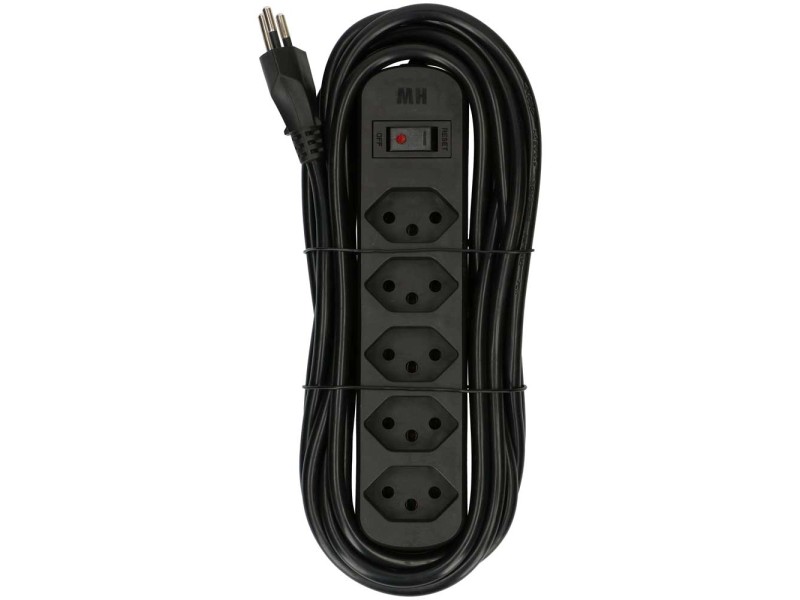 Multipresa Basic Line 5 x tipo 13 Nero