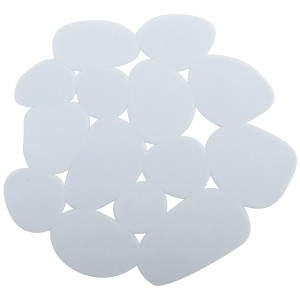 MSV Anti-scivolo Pads Pebbles, 4 tappetini da bagno bianchi effetto ciottoli, 12x13 cm.