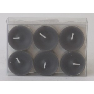 Bougies chauffe-plat anthracite en boîtier plastique, lot de 6 pour un éclairage d'ambiance.