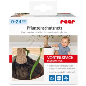 Reer Pflanzenschutznetz, 2er-Pack, Ø 30cm, schwarz. Kindersicherung für Blumentöpfe.