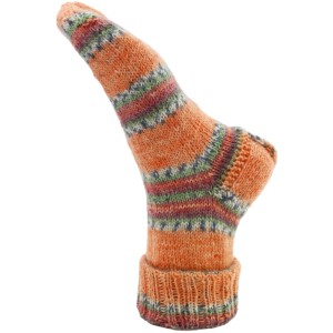 Laine à chaussettes Myboshi Merino Ringelblume, chaussette rayée orange.