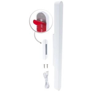 Lampe à batterie blanche Paulmann Atali avec support magnétique, câble USB et vis pour sous-meuble.