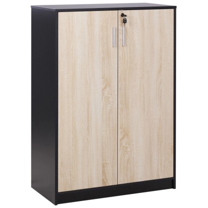 Beliani Armoire de bureau Zehna marron/noir 117 x 80 x 40 cm
