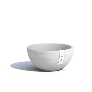 Pot de fleurs Ecopots Brussels, blanc-gris, Ø 25 cm. Pot de fleurs moderne pour intérieur et extérieur.