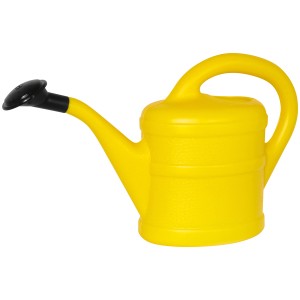 Arrosoir jaune Geli, 1 litre, avec bec noir. Idéal pour les fleurs.