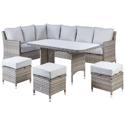 Beliani Lounge-Set Lacona 9-Sitzer mit Tisch Polyrattan Hellgrau