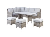 Beliani Lounge-Set Lacona 9-Sitzer mit Tisch Polyrattan Hellgrau