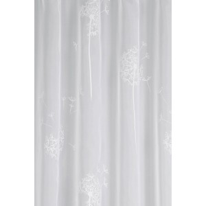 Tenda a passanti bianca Bennetti in voile con decoro a soffioni, trasparente per bastone.