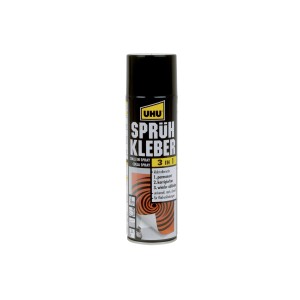 UHU Spray Adhesive 3 in 1, bomboletta da 500ml per incollaggi di superfici. Universalmente applicabile.