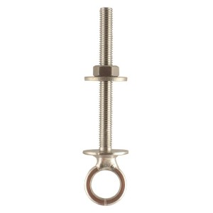 Bullone a occhiello in acciaio inox 6x60 mm con dado e rondella, ideale per raccordi in acciaio inox.