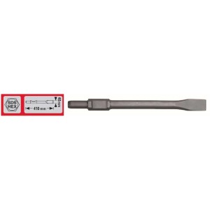 Scalpello piatto KWB Hex 30 x 410 mm per martelli demolitori, adatto per lavori su pietra e cemento.