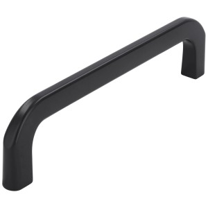 Maniglia per mobili Siro in fusione di metallo nero opaco, lunghezza 139 mm.