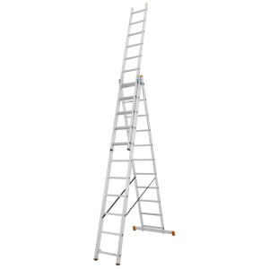 Scala multiuso Krause 3x11 gradini, utilizzabile come scala d'appoggio, a cavalletto o telescopica.