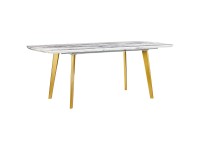 Beliani Esstisch Mosby Tischplatte Weiss Beine Gold (HxBxT) 77 x 160-200 x 90 cm