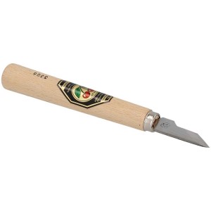 Kirschen Kerbschnitz-Messer No. 3356 con manico in legno e lama corta e dritta.