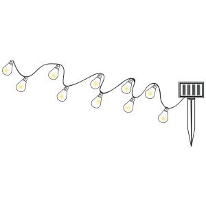 Guirlande solaire vintage avec 10 LED blanc chaud et panneau solaire pour l'extérieur.