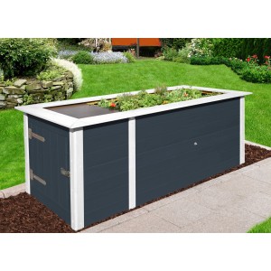 Weka Profi aiuola rialzata 669 C in antracite, 81x205x79 cm, con ripiano e set completo per il giardino.