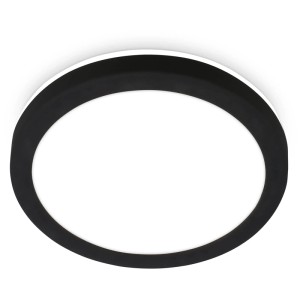 Plafonnier LED Briloner Kada noir et rond, diamètre 19 cm, avec lumière blanche neutre.