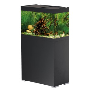 Oase Aquarium-Set StyleLine 125 Noir avec meuble, planté et décoré.