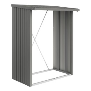 Étagère à bois Biohort WoodStock 150, gris quartz métallisé, tôle d'acier. Stockez le bois de chauffage dans le jardin.