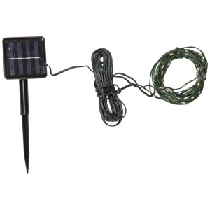 Guirlande lumineuse solaire à LED Star Trading Dew Drop Micro, 7,4 m, guirlande verte avec panneau solaire.